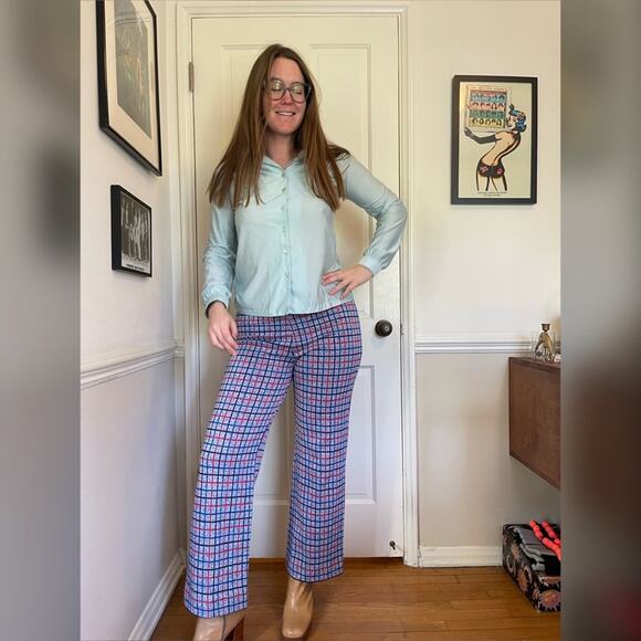 70s Vintage Baby Blue Collared Disco Shirt - Picture 3 of 8